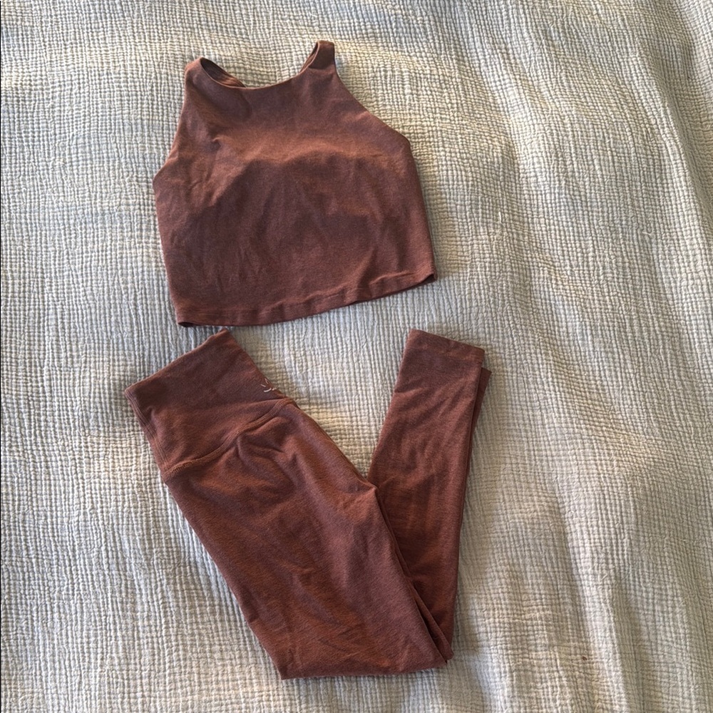 Beyond Yoga Brown Crop Top and Leggings Set